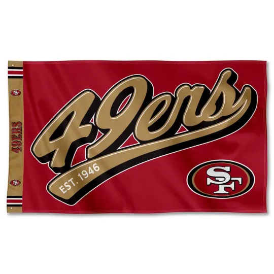 San Francisco Football 3x5 ft Script Logo Flag - football Gift Banner