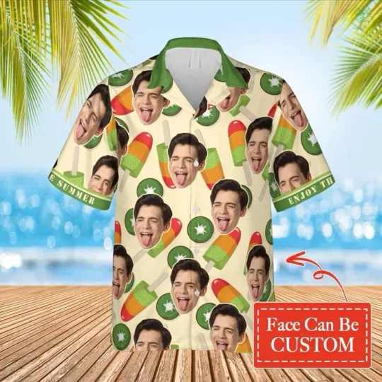 Kiwi Icream Hawaiian Funny Custom Face Image Summer Shirt