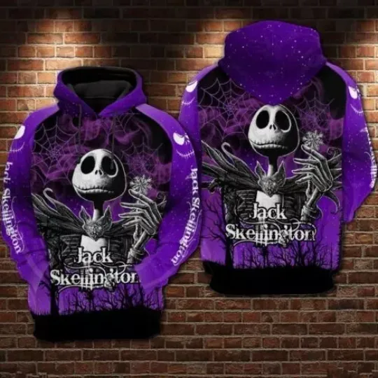 Jack Skellington Nightmare Before Christmas 3D Hoodie Spiderweb Halloween Men's