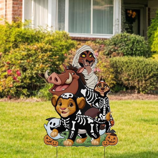 Lion King Halloween Yard Sign Cut Out, Disney Characters Prop, Spooky Jungle Party Standee, Outdoor Halloween Decor, Trick or Treat