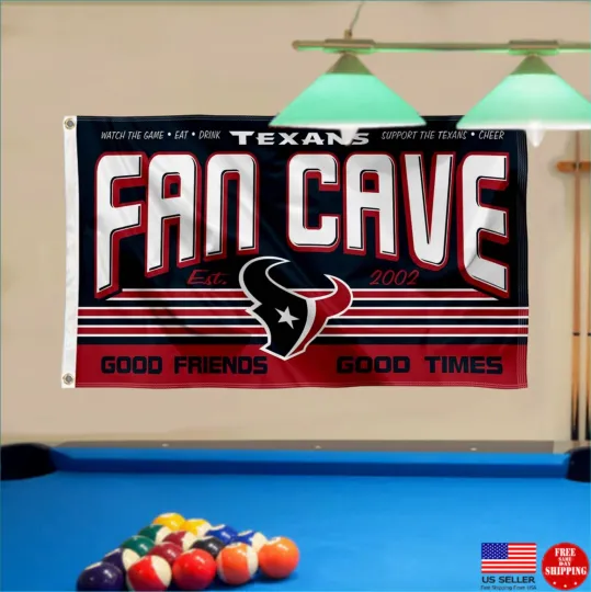 Texans Houston Banner 3' x 5' Man Cave Flag Perfect Game Day Tailgating Fan