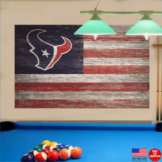 Texans Houston Banner USA Wood Themed Flag 3x5 Man Cave Flags