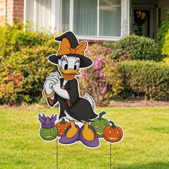 Daisy Halloween Cutouts, Minnie Halloween Party decor, Outdoor decor Sign, Yard Art, Yard Sign, Minnie and Daisy Halloween Decor