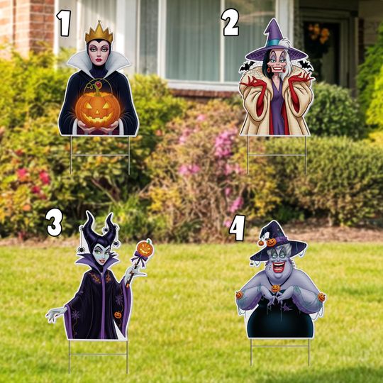 Halloween Villains Cutouts, Evil Queens and Villains, Outdoor Decor, Halloween Party Decor, Yard Sign, Halloween Birthday Party Decor
