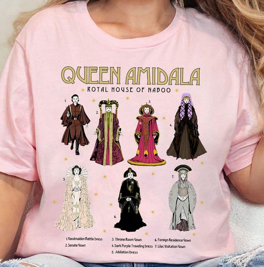 Vitnage Disney Star Wars Shirt, Queen Amidala Gowns Textbook Poster Retro Tshirt, May The 4th Be With You 2025, Galaxy's Edge Trip Tee