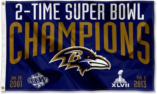 Baltimore 3x5 ft flag 2-Time Super Bowl Champions Ideal football Gift Banner