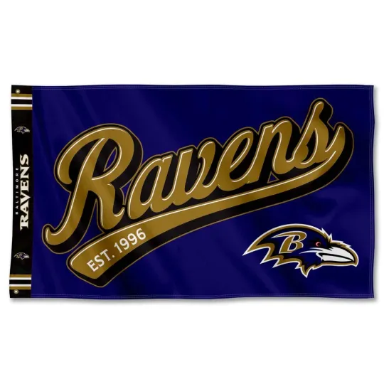 Baltimore Football 3x5 ft Script Logo Flag - football Gift Banner
