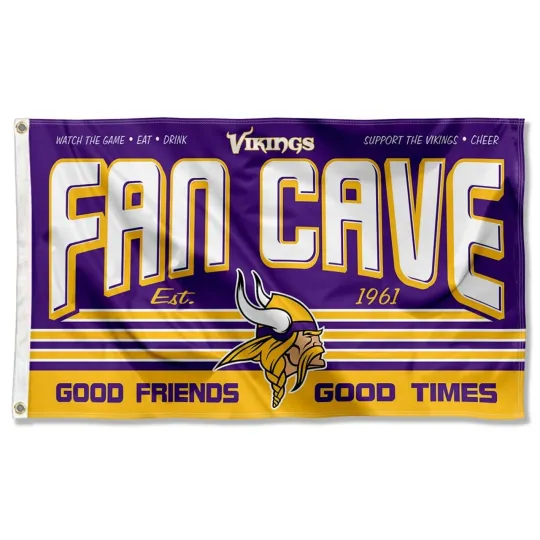 For Minnesota Vkings Football fans 3x5 ft Fan Cave Flag - football Gift Banner