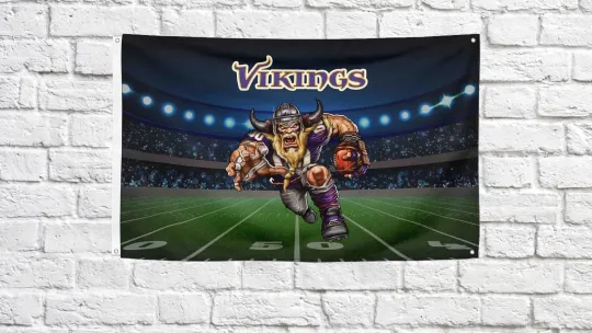 Minnesota Vkings Football 3x5 ft Mascot Flag - Ideal football Gift Wall decore