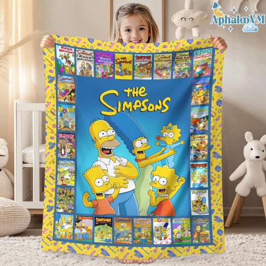 The Simpsons Fleece Blanket Simpsons Family Blanket For Bed Couch Sofa, Christmas Gifts