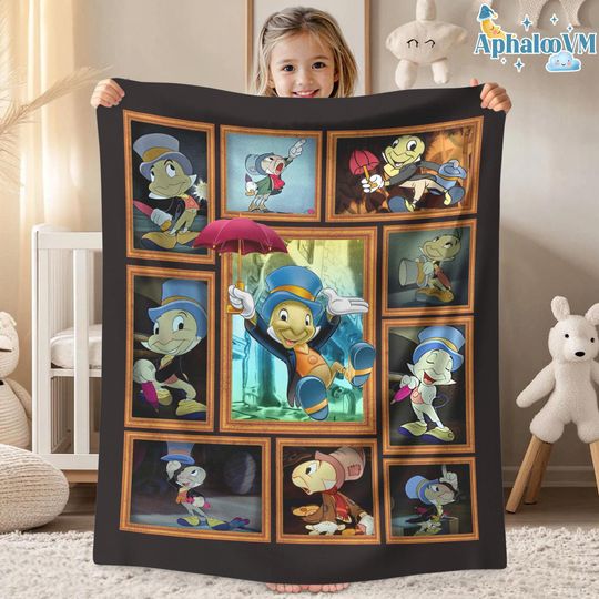 Pinocchio Fleece Blanket | Figaro Jiminy Cricket Pinocchio Blanket | Magic Kingdom Blanket for Bed Couch Sofa