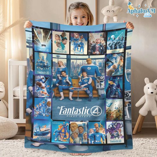 The Fantastic Four First Steps Blanket, MCU Fantastic Four Blankets Birthday Gift, Fantastic 4 Fleece Blanket, Super Heroes Blanket