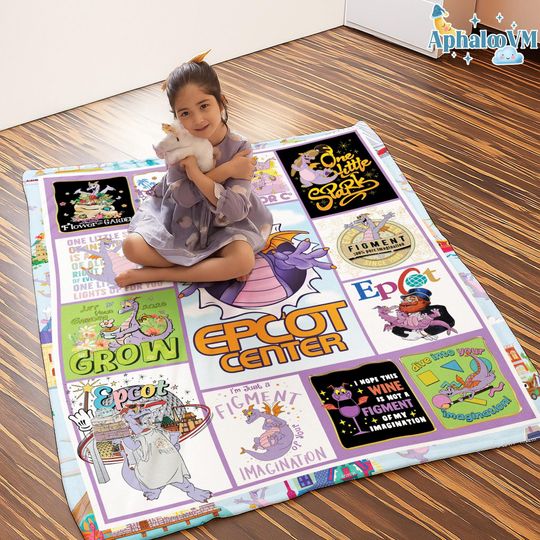 Figment Epcot Festival Of Arts Fleece Blanket | Purple Dragon Blanket | Figment Blanket | Epcot Festival Blanket | Festival Of Arts