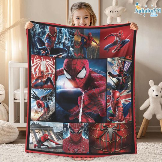 Spiderman Blanket, SpiderMan Blanket Quilt Gift For Fans, Avengers Super Hero Blanket, Superhero Christmas Gift For Kids