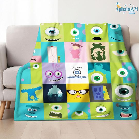 Monsters University Blanket | Monsters Inc Fleece Blanket | James Sullivan Mike Sulley Blanket | Birthday Christmas Gifts