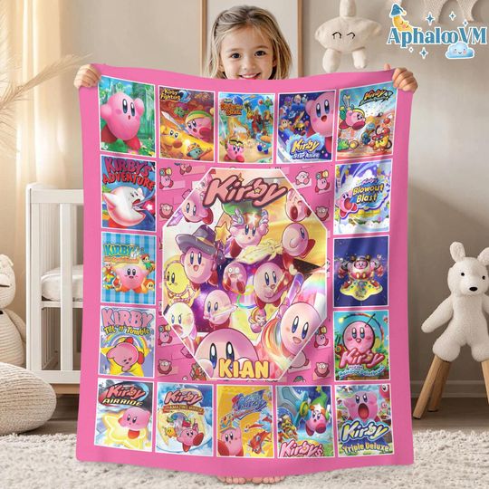 Kirby Fleece Blanket, Kirby Party, Kirby Birthday Party Gift, Kirby Sofa Blanket, Kids Blanket, Fleece Blanket, Birthday Gift,Christmas Gift