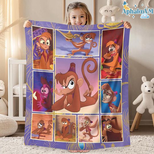 Aladdin Abu Fleece Blanket | Aladdine Magic Blanket | Magic Kingdom Blankets For Bed Couch Sofa | Disneyland Blanket