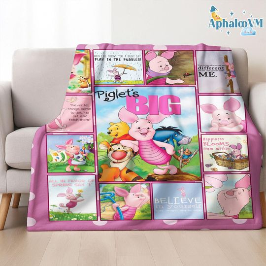Winnie The Pooh Piglet Fleece Blanket, Piglet Blanket, Winnie Pooh Piglet Blanket, Piglet Birthday Gifts Christmas Gifts