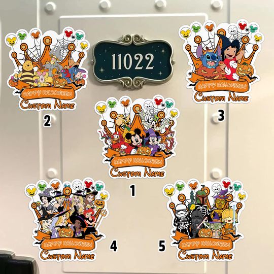 Personalized Halloween Mickey And Friends Magnet, Custom Disney Halloween Cruise Magnet, Disney Princess Family Cruise Ship, Stateroom Door