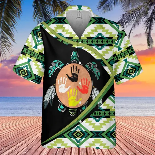 Tribal Turtle Native Pattern Native American Hawaiian Shirt 3D
