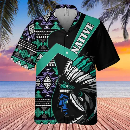 Chief Pattern Native American Hawaiian Shirt 3D
