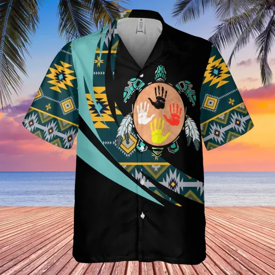 Turtle Pattern Native American Hawaiian Shirt 3D
