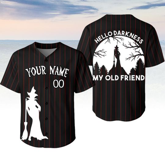 Personalized Witch Halloween Baseball Jersey, Hello Darkness My Old Friend Jersey Shirt, Witch Team Matching Jersey, Halloween Matching