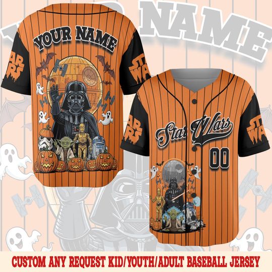Vintage Star Wars Halloween Baseball Jersey, Death Star Pumpkin,Disney Halloween Costume,Galaxy's Edge Family,Disney Halloween Jersey