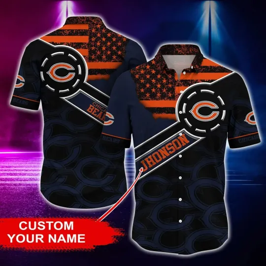 Chicago Bears Stars & Stripes Custom Hawaiian Shirt, Gift for Fan