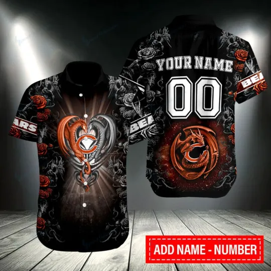 Chicago Bears Dragon Heart Custom Hawaiian Shirt, Gift for Fan