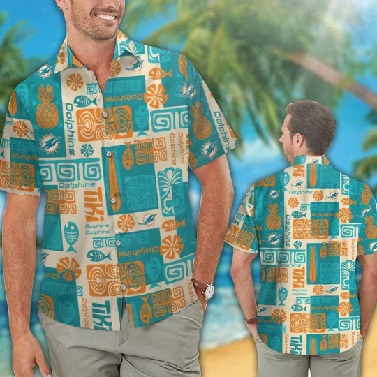 Miami Dolphins Tiki Vibes Hawaiian Shirt aloha baseball fan shirt