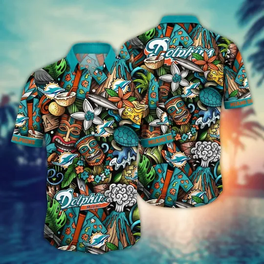 Miami Dolphins Tiki Island Spirit Hawaiian Shirt aloha baseball fan shirt