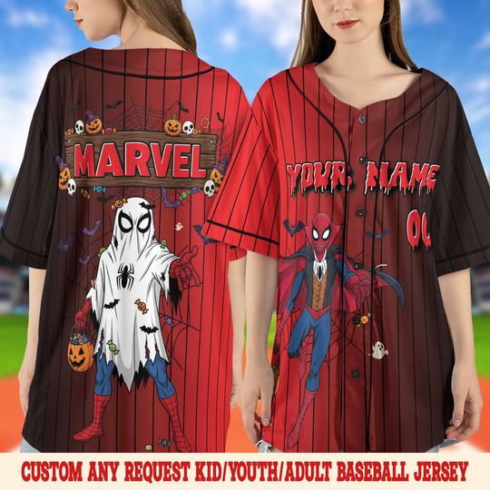 Retro Marvel Halloween Baseball Jersey, Avengers Superhero Halloween Jersey, Marvel Avengers Halloween, Trick Or Treat Marvel Spooky SLYI13