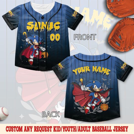 Custom Sonic Halloween Baseball Jersey, Sonic the Hedgehog Jersey, Halloween Outfit for Fans, Disney Halloween Baseball Jersey SLYI03