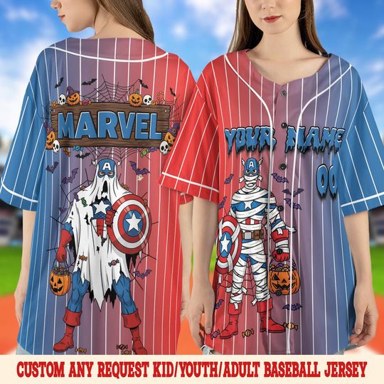 Retro Marvel Halloween Baseball Jersey, Avengers Superhero Halloween Jersey, Marvel Avengers Halloween, Trick Or Treat Marvel Spooky SLYI13