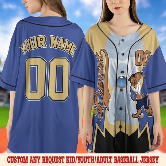 Beauty And The Beast Cosplay Baseball Jersey, Disneybound Beast Baseball Jersey, Couples Disney Jersey, Halloween Costume Jersey SLYD15