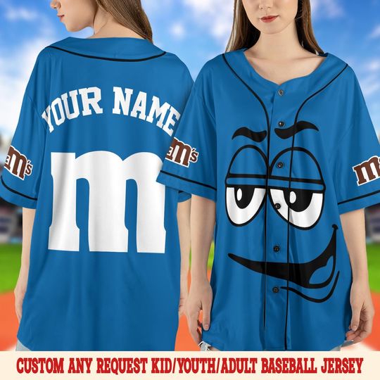 Personalized M M Candy Halloween Baseball Jersey, M And M Birthday Baseball Jersey, M&M Candy Birthday Jersey Shirt