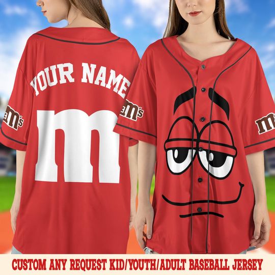 Personalized M M Candy Halloween Baseball Jersey, M And M Birthday Baseball Jersey, M&M Candy Birthday Jersey Shirt SLYB09