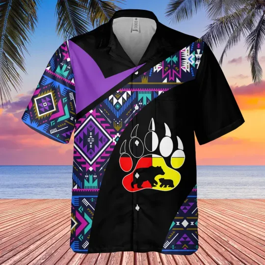 Bear Symbol Native American Hawaiian Shirt 3D