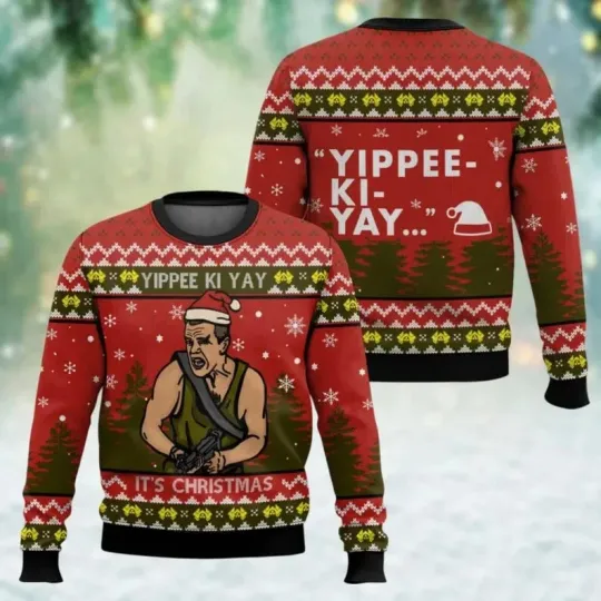 BG Yippee Ki Yay It's Christmas Sweater, Die Hard Ugly Sweater
