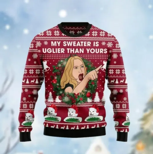 BG Christmas Cat Woman Meme Ugly Sweater