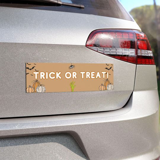 Trick or Treat Car Magnet  Funny Halloween Car Magnet, Spooky Halloween Decoration, Removable Holiday Magnet for Car or Fridge