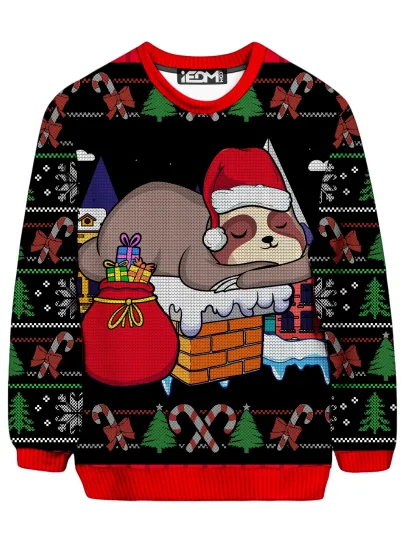 Santa Sloth Ugly Sweatshirt, Christmas Ugly Sweatshirt Gift