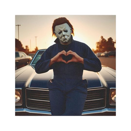 Custom Michael Myers Heart Hands Halloween Car Magnet