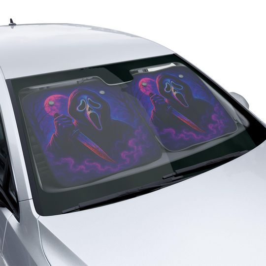 Horror Car Sunshade Set of 2, Horror Car Accessories, Halloween Car Decor, Dashboard Sun Protection, Horror Fan, Gift, Horror, Halloween