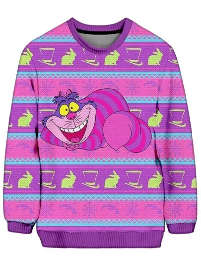 Cheshire Cat Ugly Sweatshirt, Christmas Ugly Sweatshirt