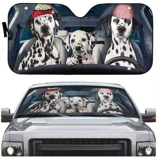 Dalmatian Dog Car Sun Shade, Dalmatian Halloween SunShade, Dog Auto Sunshade, Dog Car Windshield, Dalmatian Car Decor, Car Accessories