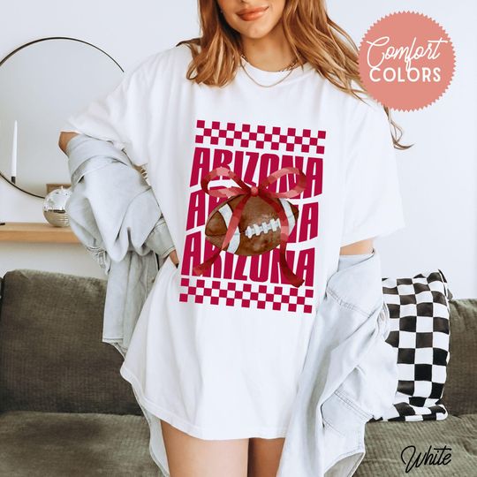 Coquette Arizonna Football Varsity Shirt, Retro Cardinal Red Bird Gameday Outfit, Football Shirt for Her