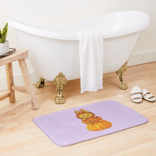Pumpkin Labubu Bath Mat, For Bathroom, For Kitchen