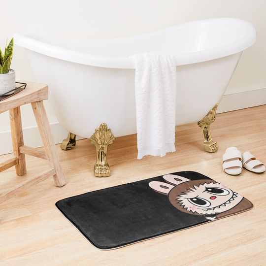 Labubu zimomo monster CHESTNUT BROWN Bath Mat, For Bathroom, For Kitchen